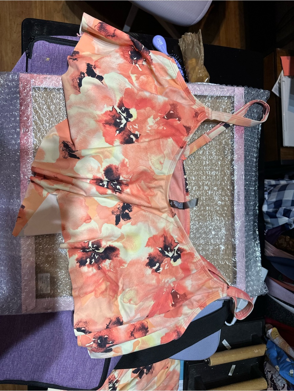 torrid Peach Floral Swim Tankini & Bottoms